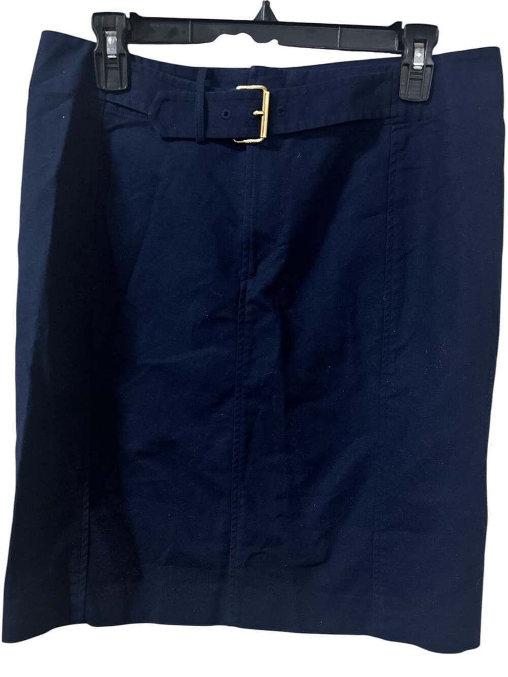 Lauren Ralph Lauren Women's Navy Cotton-Blend Belted Pencil Skirt